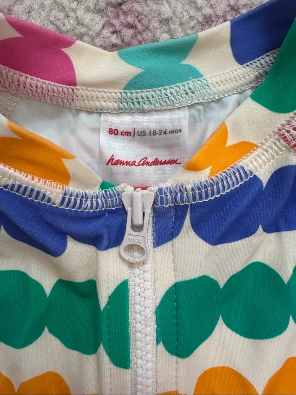Hanna Andersson Multi-Color Rainbow Dot Zip Front Rashguard One-Piece